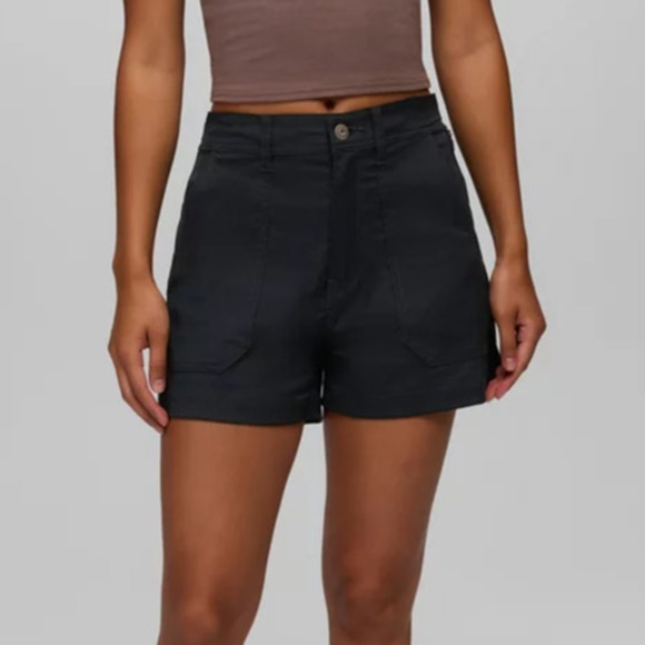 Prana Stretch Zion Cargo 3" Short Women's 8 Black Standard Fit High Rise Stretch - Picture 1 of 13